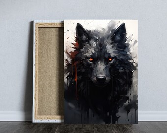 Black Wolf Art Print: Fierce Shadows, Gothic Home Decor (Digital Download)