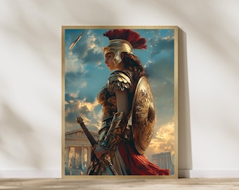 Goddess Athena Print: Greek Mythology Warrior Art (Digital Download)