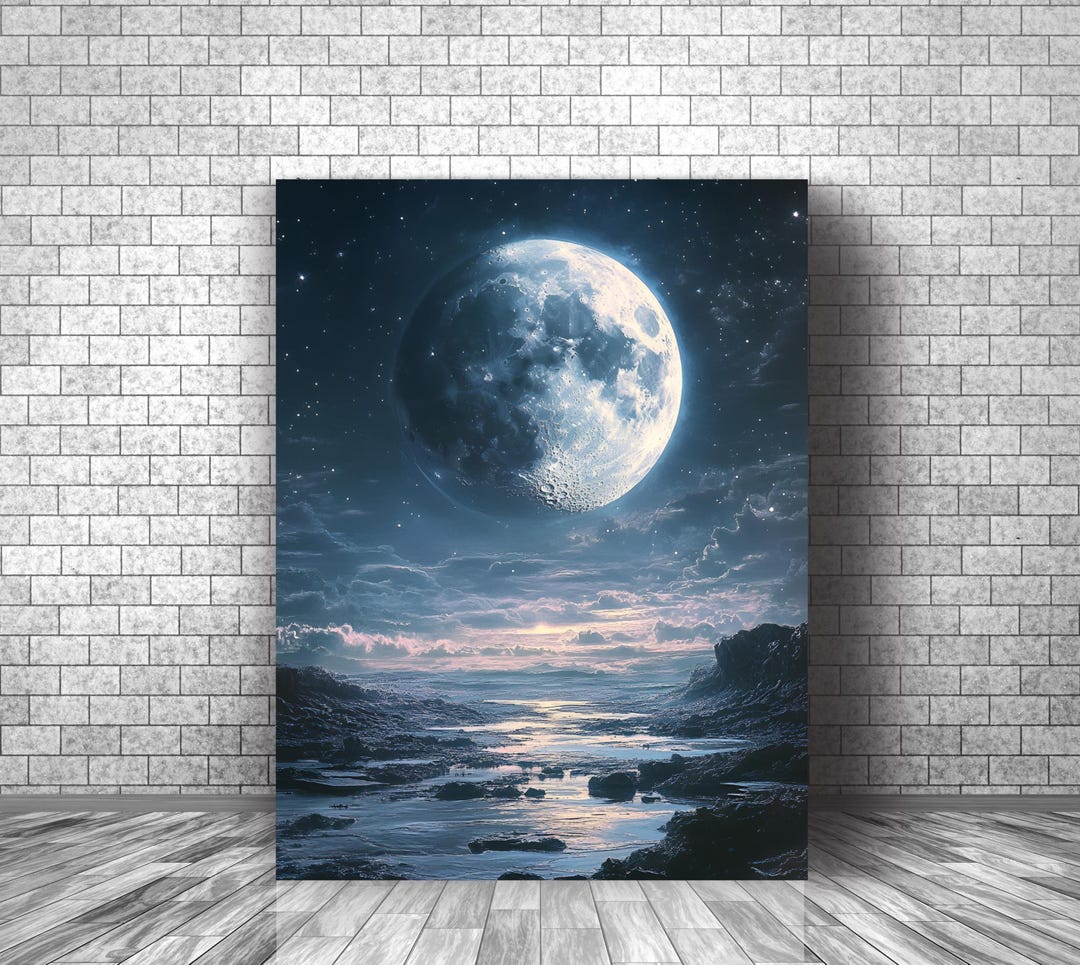Moon Print, Full Moon Wall Art, Celestial Art Print, Night Sky Decor ...
