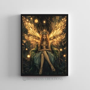 Impression d&#39;art reine des fées, décoration murale fantastique, affiche magique de fée des bois, art de la forêt enchantée, esthétique fairycore, téléchargement numérique