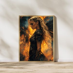 Valkyrie Art Print, Norse Mythology Poster, Warrior Goddess Wall Art, Fantasy Female Warrior Print, Nordic Myth Wall Decor, Digital Download