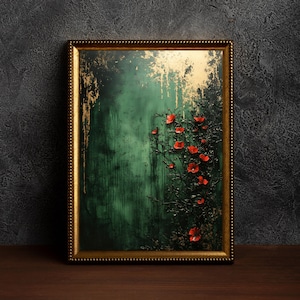 Moody Gothic Floral Print: Dark Academia Red Poppy Wall Art (Digital Download)