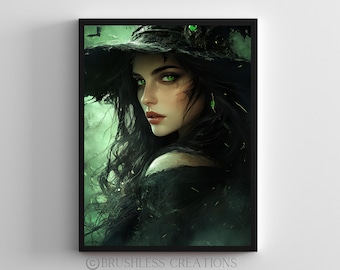 Gothic Witch Print: Dark Fantasy Art, Magic Wall Decor (Digital Download)