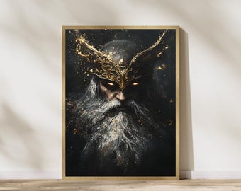 Odin Art Print: Norse Mythology, Viking God, Dark Fantasy (Digital Download)