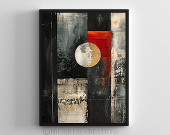 Black Beige Abstract Art Print: Modern Minimalist Decor (Digital Download)