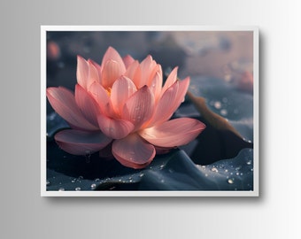 Lotusbloemkunstprint: serene bloemenmuurdecoratie (digitale download)