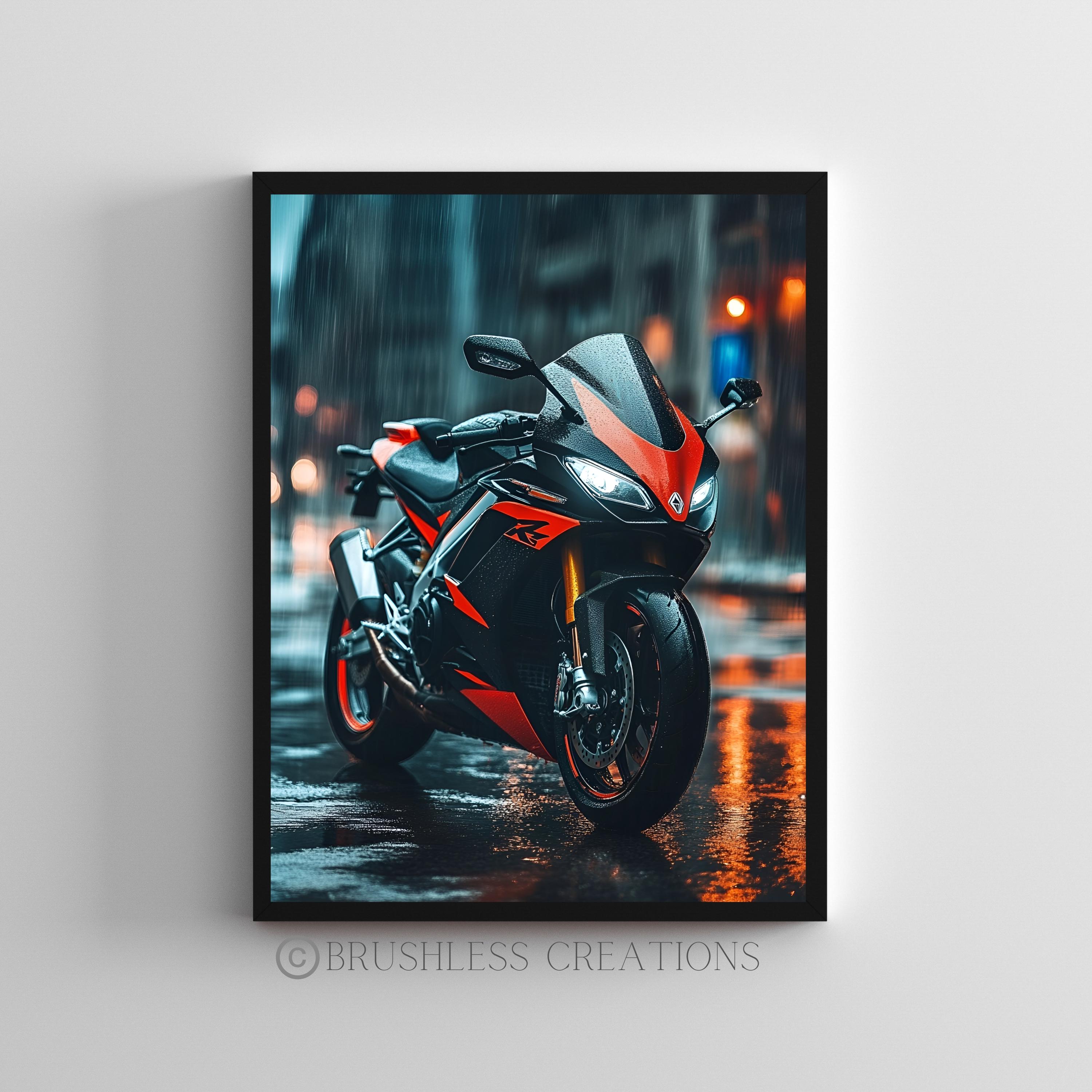 Aprilia RS 660 Sportbike Poster, Rainy Night Garage Art (digital