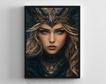 Freya Goddess Art Print: Viking Woman Warrior, Norse Mythology (Digital Download)