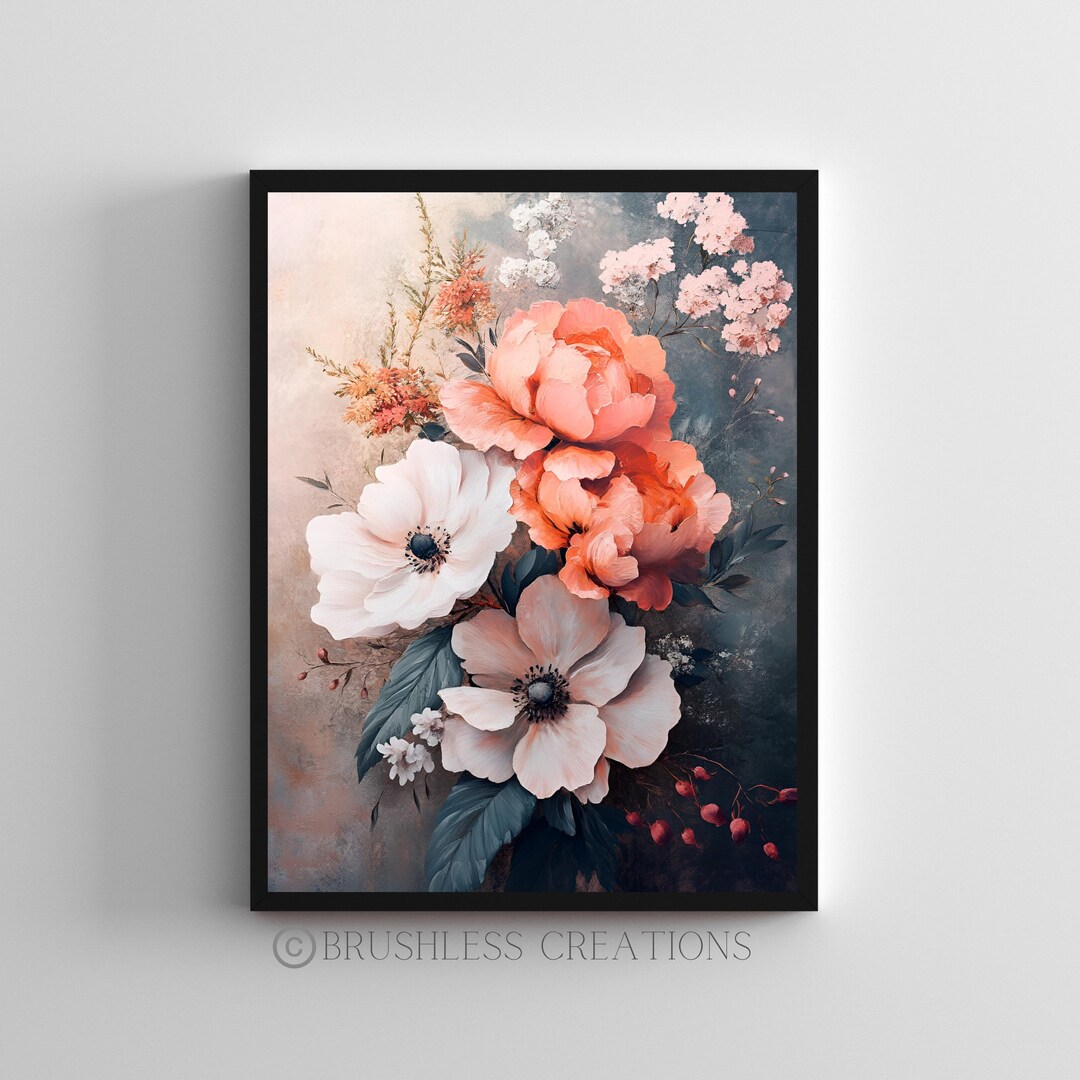 Floral Bouquet Art Print: Vintage Botanical Wall Decor (digital ...