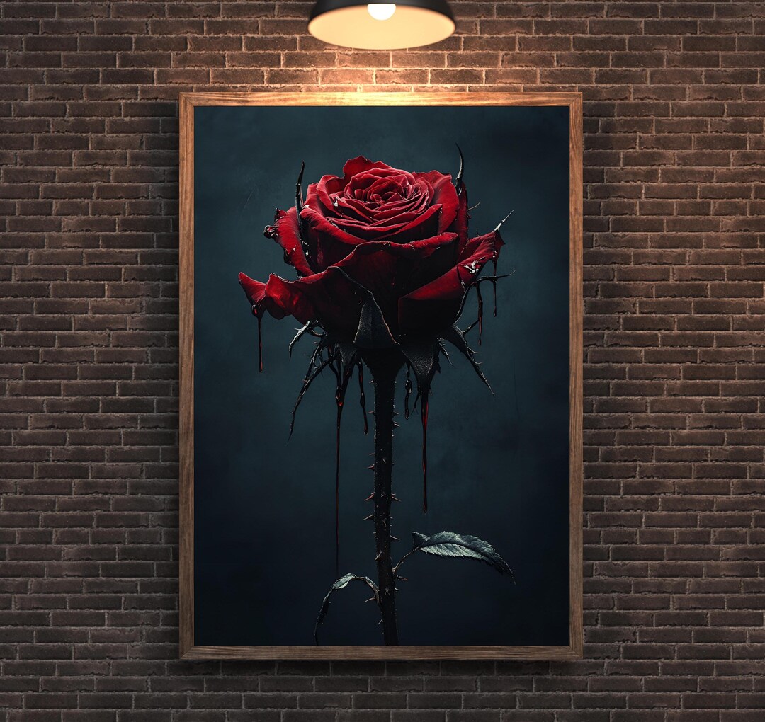 Dark Rose Wall Art, Gothic Flower Poster, Rose Art Print, Gothic Decor ...