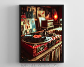 Vintage Turntable Poster: Retro Vinyl Record Art (Digital Download)