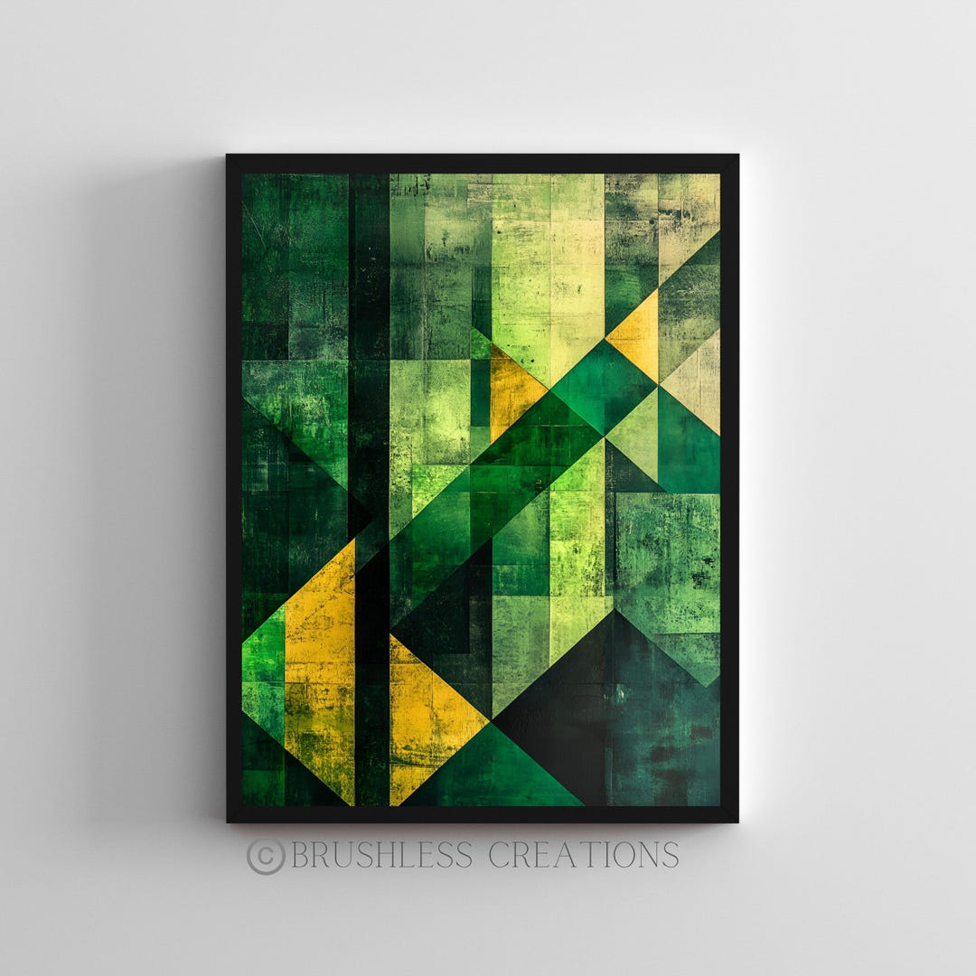 Green Geometric Art Print: Modern Abstract Wall Decor (digital Download ...