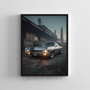 1967 Chevy Impala Poster, Classic Car Print, Vintage Muscle Car Wall Art, Retro Automotive Decor, Garage Art, Digital Download