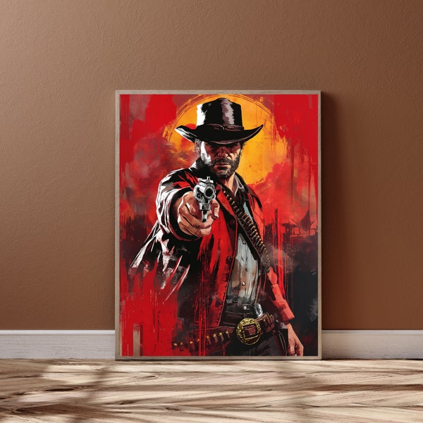 Arthur Morgan Poster, Red Dead Redemption Prints, Western Wall Art, Game Room Decor, RDR2, Video Game Poster, Cowboy Poster, Digital Print