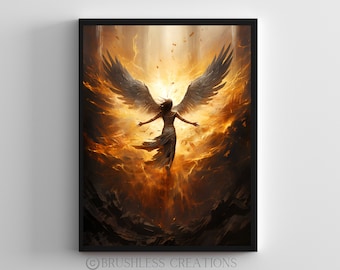 Art Print vrouw beschermengel: etherische kamerdecoratie (digitale download)