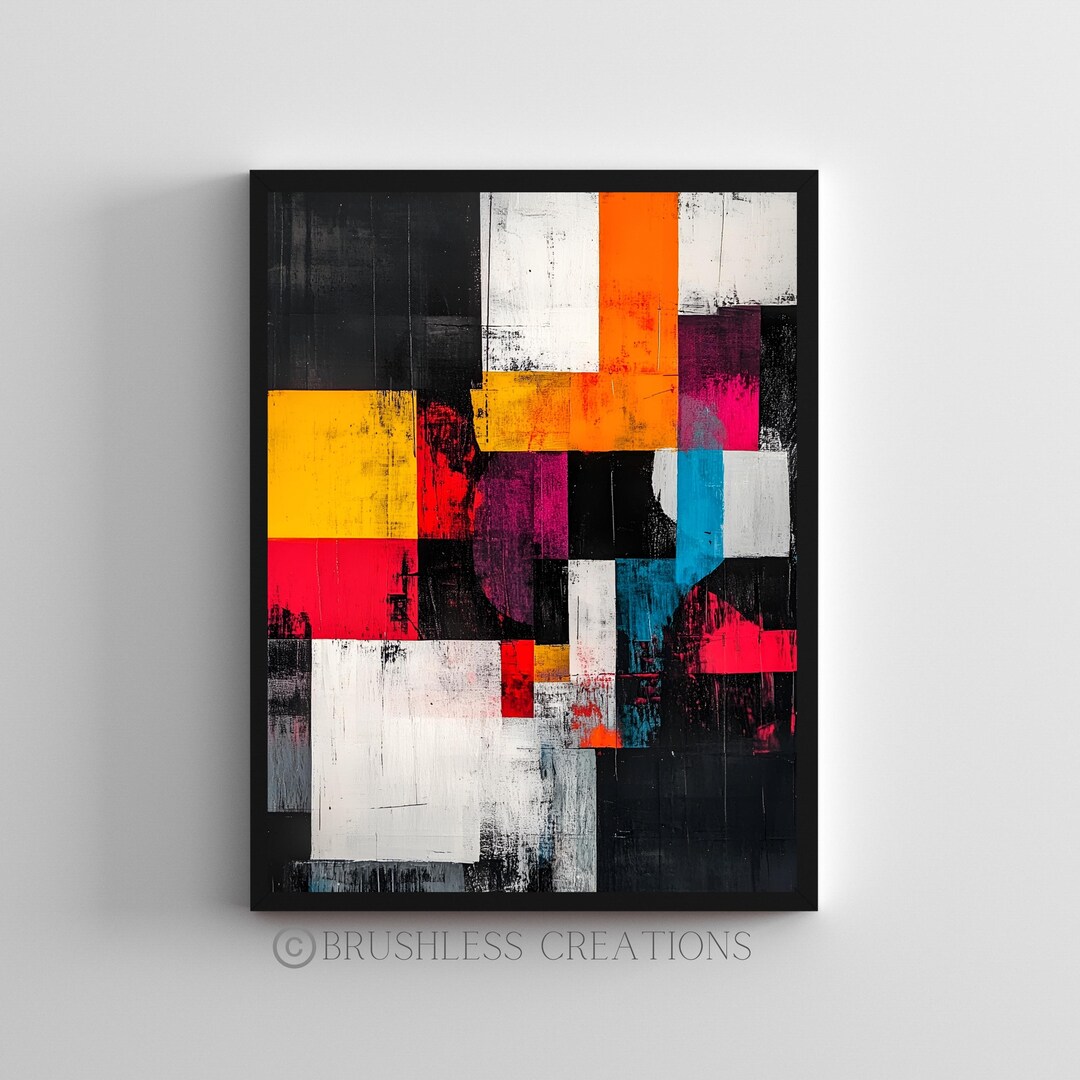 Image showcasing Modern Geometric Wall Art, Abstract Geometric Print, Colorful Wall Art ...