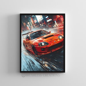 Toyota Supra MK4 Poster, JDM Car Art, Automotive Art, Street Racing Print, Fast Car Wall Decor, Japanese Car Culture, Digital Download
