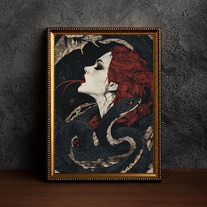 Lilith Druck, Gothic Frau Kunst, Dark Fantasy Wandkunst, Mythologisches Kunstwerk, Gothic Frau Kunst, Witchy Wohnkultur, digitaler Download