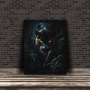 Black Jaguar Poster, Wild Animal Art, Jungle Cat Wall Decor, Animal Poster, Jaguar Print, Modern Wildlife Art, Digital Download
