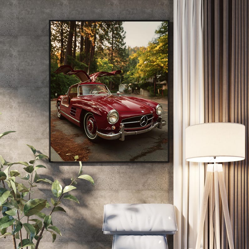 Mercedes Benz 300SL Gullwing Poster: Classic Car Art (digital Download ...