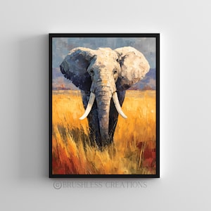 African Elephant Painting: Safari Wildlife Art Print (Digital Download