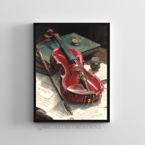 Violin Art Print, Classical Music Wall Decor, Vintage Instrument Poster, Musical Art Print, Music Room Art, Musician Gift, Digital Download