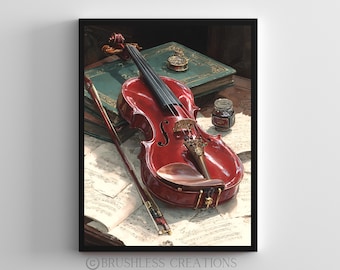 Vintage Violin Art Print: Classical Music Room Decor (Digital Download