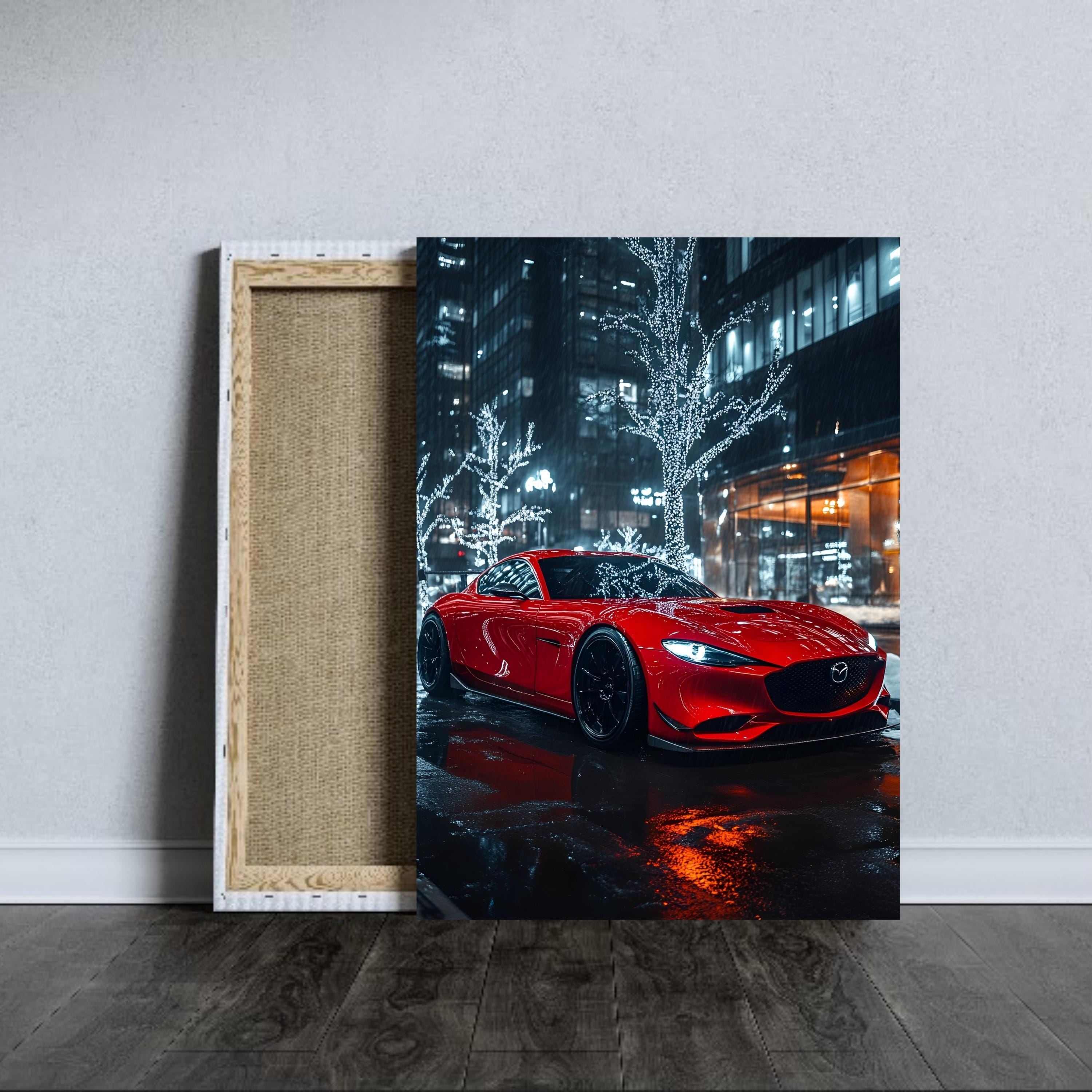 Mazda RX-8 Poster: Red Sports Car, Night City JDM Art (digital