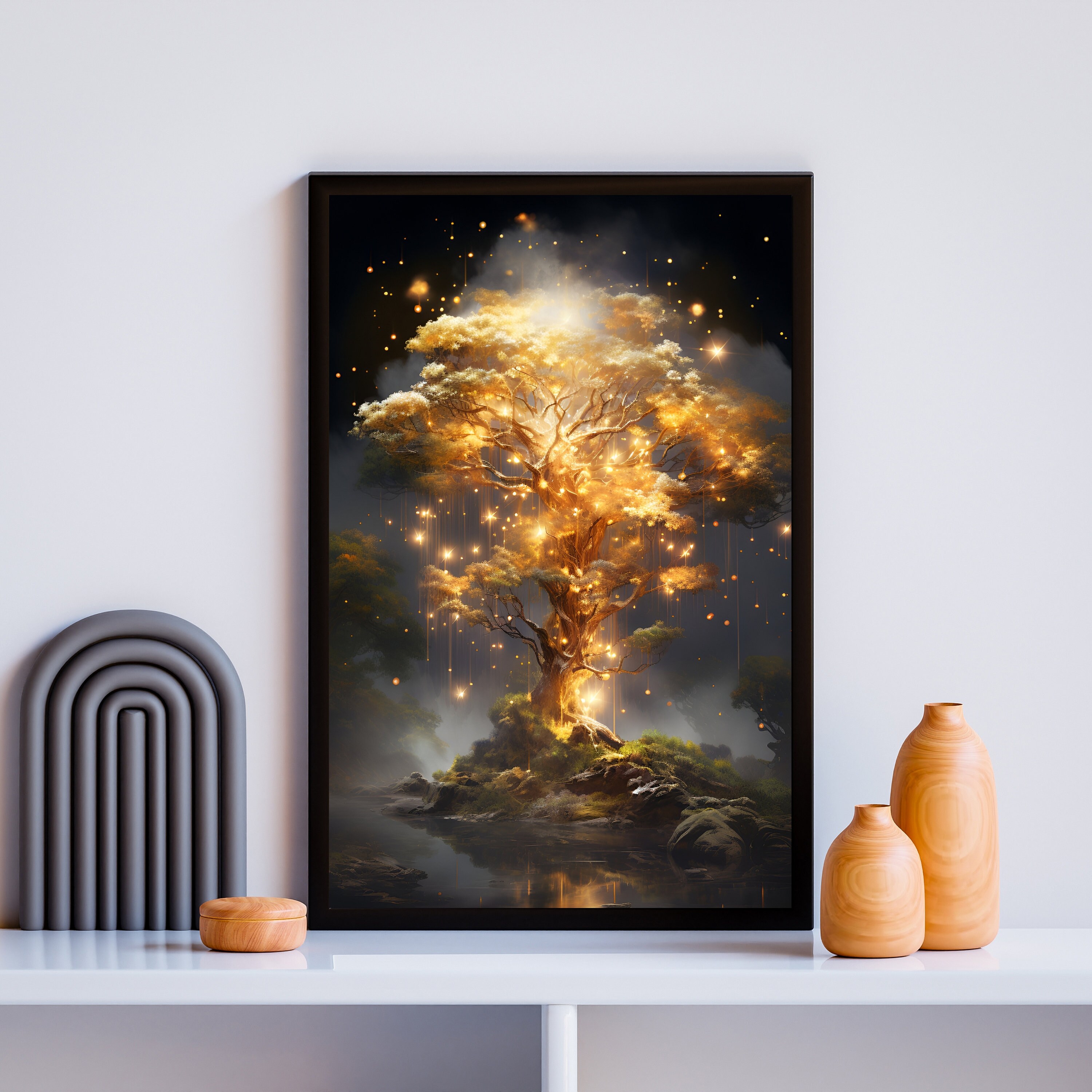 Mystical Tree of Life Art Print: Celestial Fantasy Decor (digital Print ...