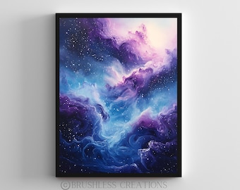 Stampa astratta della galassia: moderna arte murale della nebulosa cosmica (download digitale, file PDF inclusi)