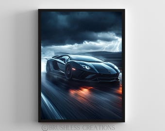 Lamborghini Aventador 2023 Supersportwagen Kunstdruck (Digitaler Download)