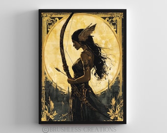 Artemis Goddess Print: Greek Mythology Warrior, Fantasy Archer (Digital Download)
