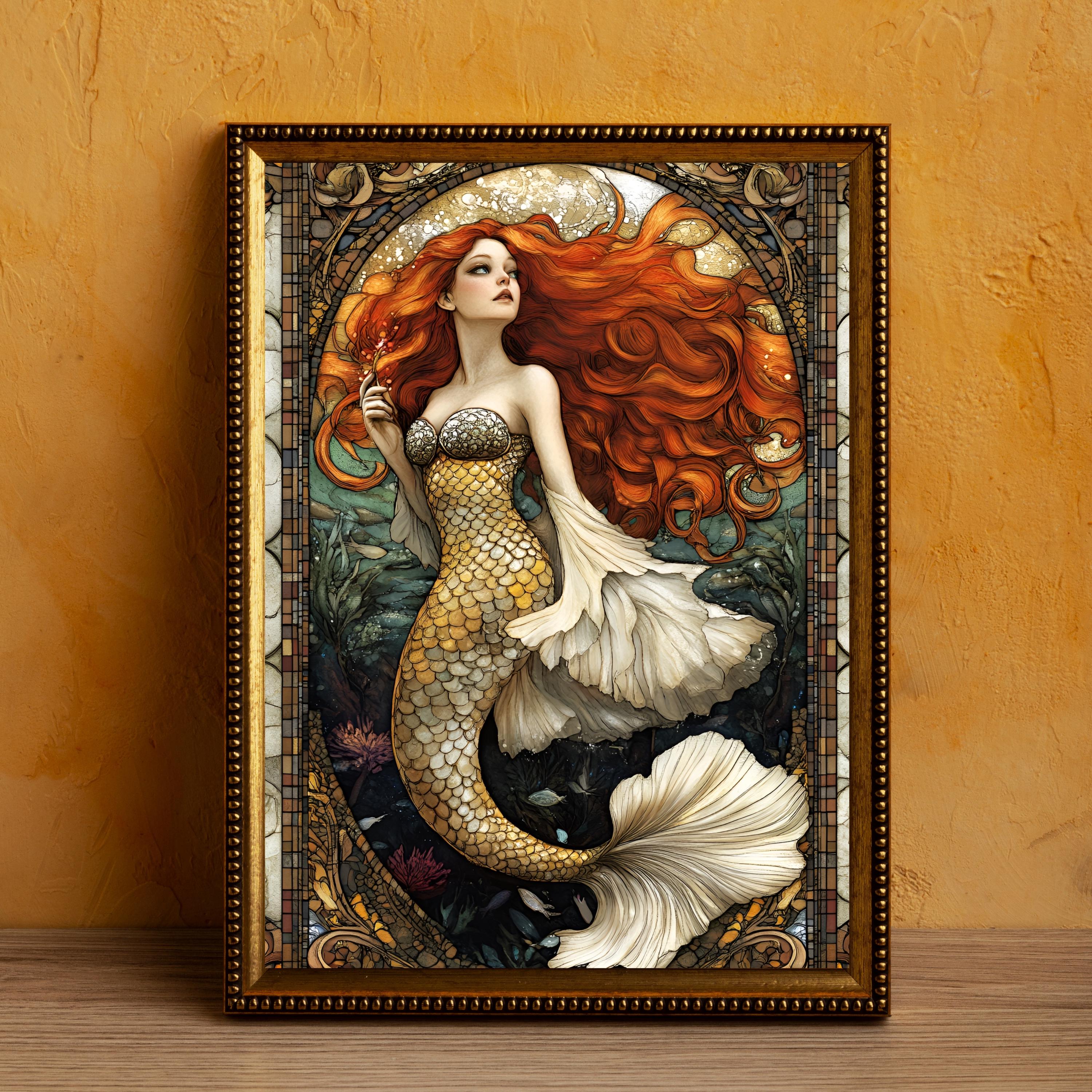 Art Nouveau Mermaid Art Print: Fantasy Wall Decor (digital Download) - Etsy