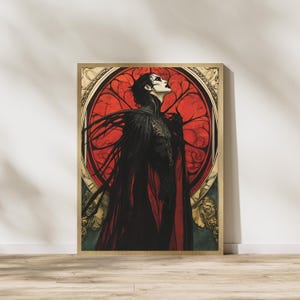 Gothic Vampire Art Print, Dark Fantasy Wall Decor, Macabre Gothic Poster, Vampire Artwork, Mysterious Wall Art, Digital Download
