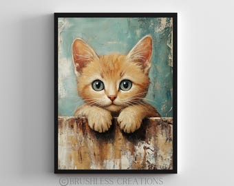 Kitten Portrait Art Print, Cat Lover Gift (Digital Download)