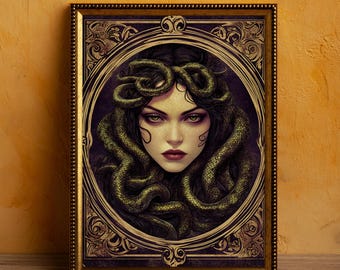 Medusa Art Nouveau Print: Gothic Mythology Wall Decor (Digital Download)