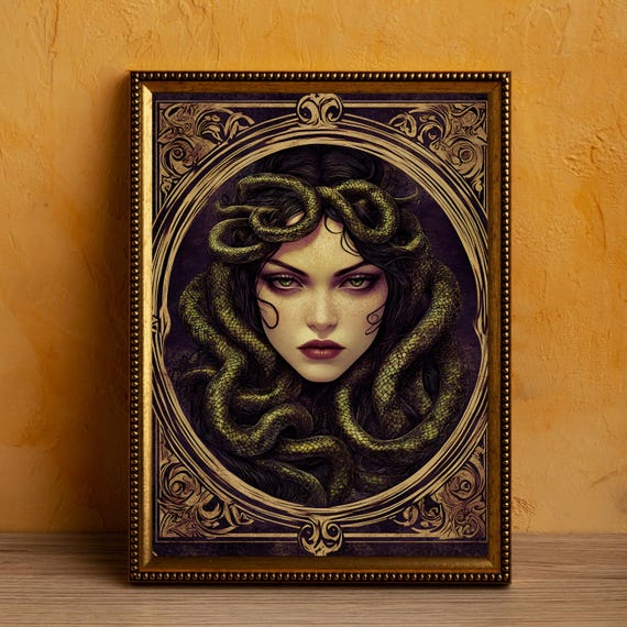 Medusa Art Nouveau Print: Gothic Mythology Wall Decor (Digital Download)