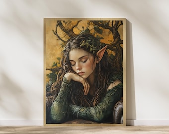 Fantasy Elf Art Print: Enchanted Forest Maiden (digitale download)