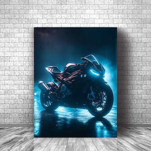 BMW 1000 RR 2023 Poster, Motorcycle Art, Sportbike Wall Art, BMW Bike Print, Automotive Decor, Modern Bike Poster, Digital Download