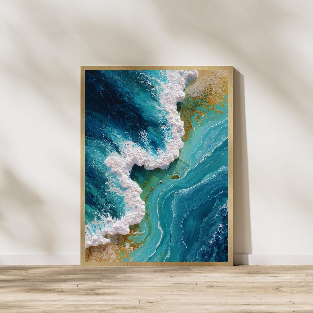 Abstract Ocean Wave Print: Modern Coastal Seascape Wall Art (digital ...