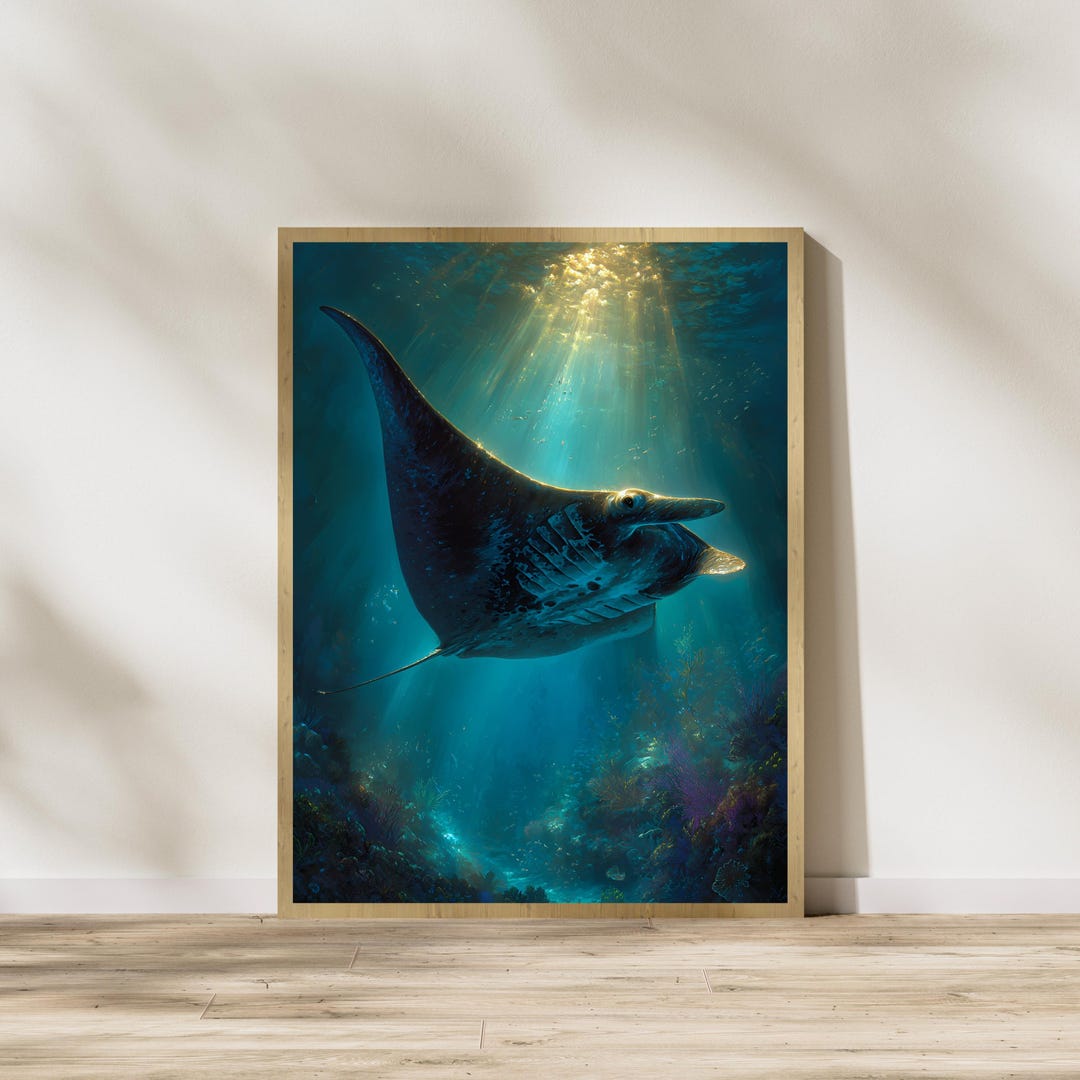 Manta Ray Art Print, Underwater Ocean Wall Decor (digital Download) - Etsy