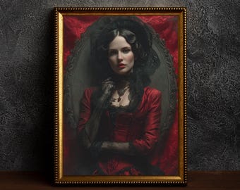 Viktorianischer Vampir Portrait Kunstdruck: Gothic Macabre Decor (Digitaler Download