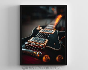 Impresión fotográfica de guitarra eléctrica: arte mural de música rock (descarga digital)
