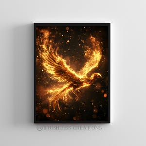 Phoenix Wall Art, Fiery Phoenix Artwork, Mythical Creature Print, Firebird Digital Art, Fantasy Wall Decor, Digital Download