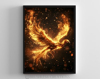 Fiery Phoenix Wall Art: Mythical Firebird Print (Digital Download)