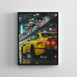 Legendary BMW 3.0 CSL Racing Poster, Classic Sports Car Wall Art, Retro Automotive Decor, Racing Enthusiast Print, Digital Download