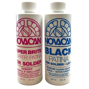 8 Ounce PATINA For Stained Glass Solder Lines Novacan BLACK for Solder Lead  Chemicals