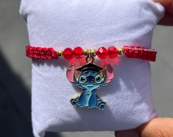 Handmade Disney Stitch Graduation Charm Bracelet