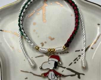Christmas Dog Charm Bracelet: Handmade Adjustable Holiday Jewelry