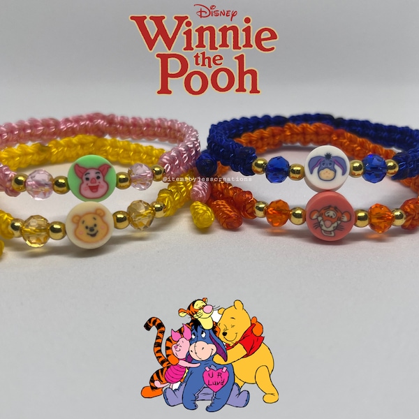 Winnie the Pooh and Friends Bracelets, Friendship Bracelets, Disney Winnie the Pooh, Piglet, Tiger, Eeyore, Cute Jewelry, Handmade
